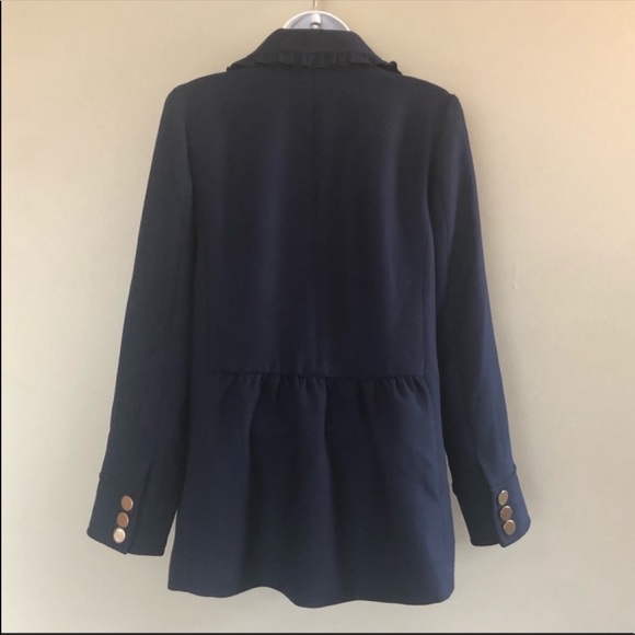 Crown & Ivy Ruffle Trim Peacoat in Navy NWT - Picture 5 of 6